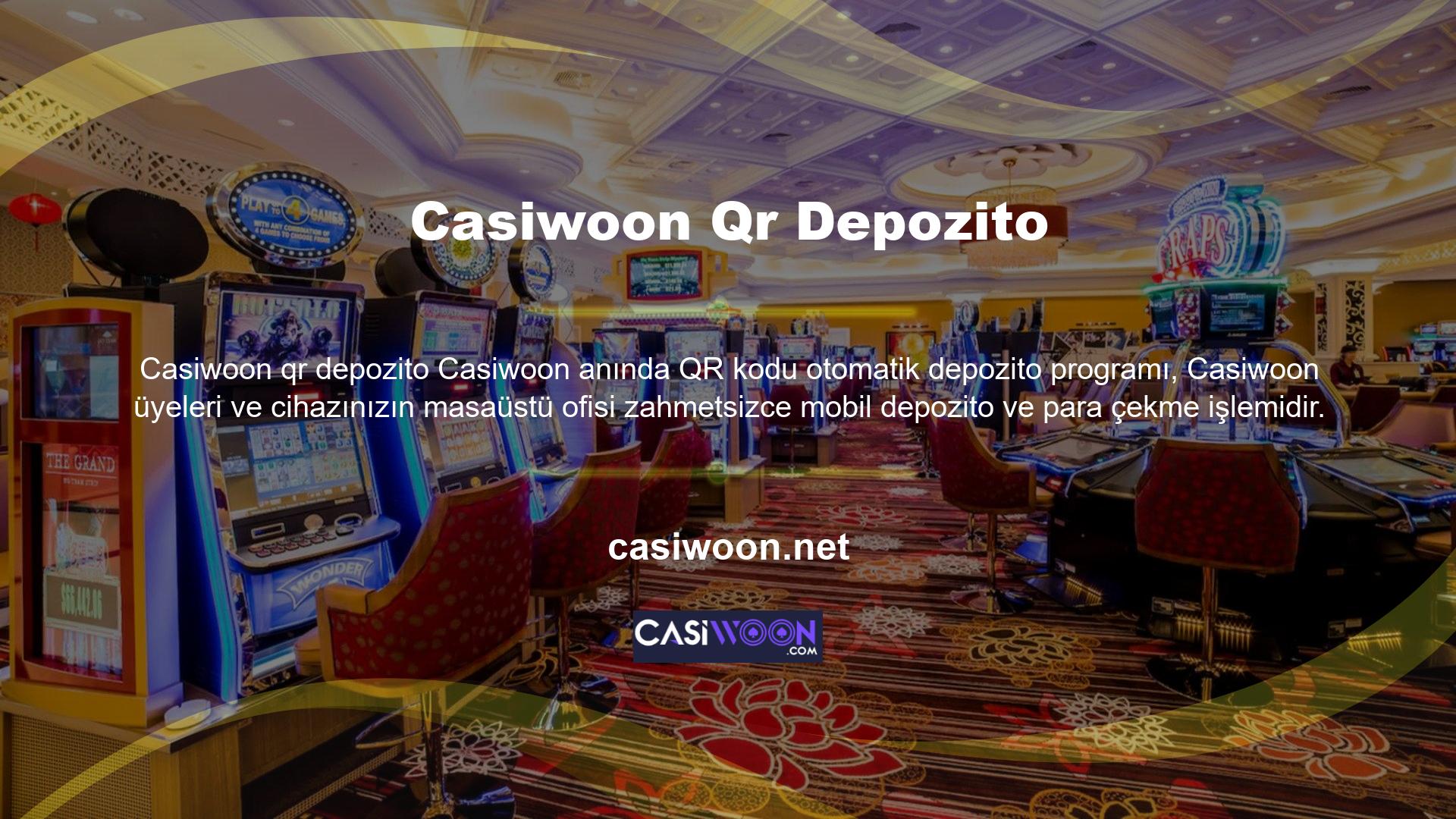 Casiwoon hesabınıza giriş yaptıktan sonra, depozito sayfasını girebilir ve güvenli QR sisteminin bankanızın ürün verilerini ve depozito vermek istediğiniz tutarı sağlamanızı ve ardından dosyalama prosedürünü birkaç basit adla tamamlamanızı isteyeceğini görebilirsiniz